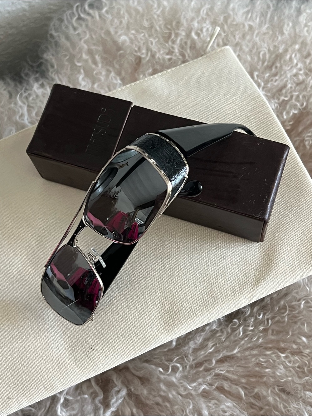 MATSUDA Black Tinted unisex Sunglasses with Silver Trim